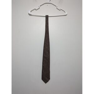 Daniel Craig Italian Silk Tie Brown Paisley Polka Dot Mens Necktie Made in Italy